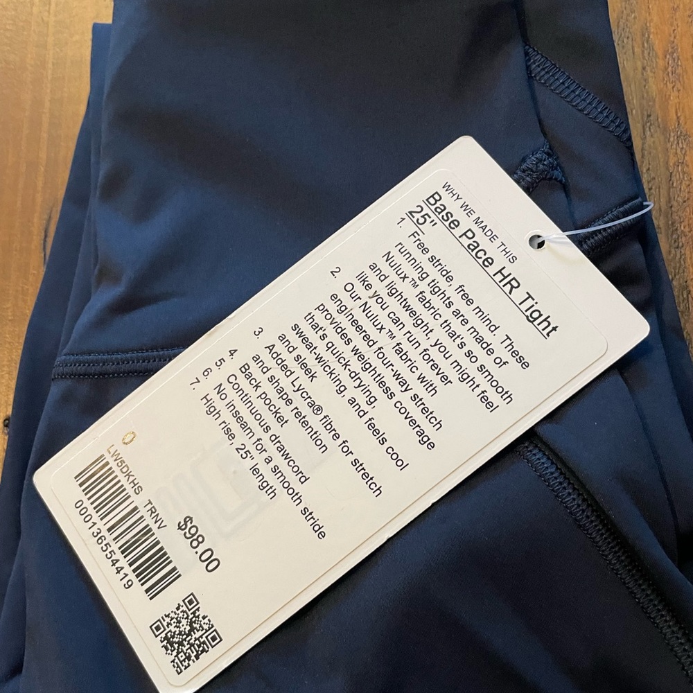 Closeout!▪️NWT Lululemon Base Pace HR Running Leggings 25” - Picture 7 of 7